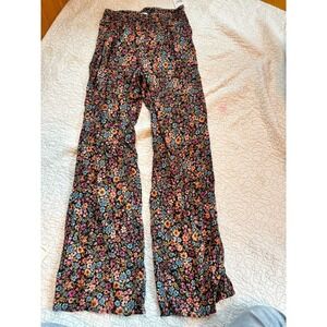 ONeill Womens Floral Smocked Waist Wide Leg Flowy Boho Pants Size Medium